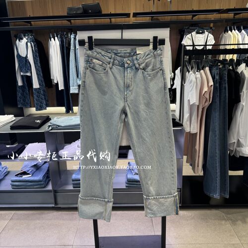 CKJeans复古宽松九分牛仔裤