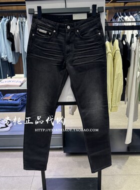 CK Jeans专柜正品 2025春夏款男士猫须褶皱合体直筒牛仔裤4RB746G