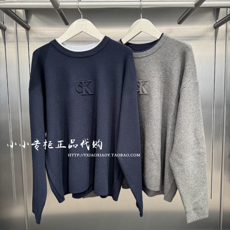 【金珉奎同款】CK Jeans26秋季新款男镶边圆领宽松针织衫 4RD300G