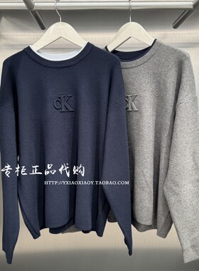 【金珉奎同款】CK Jeans25秋季新款男镶边圆领宽松针织衫 4RD300G