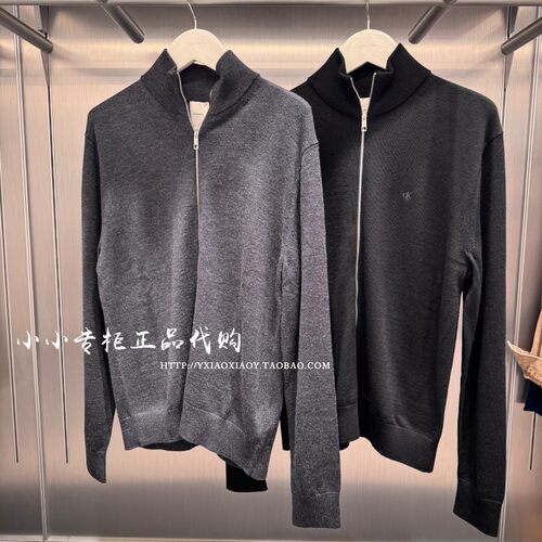 CKJeans刺绣双拉链羊毛衫