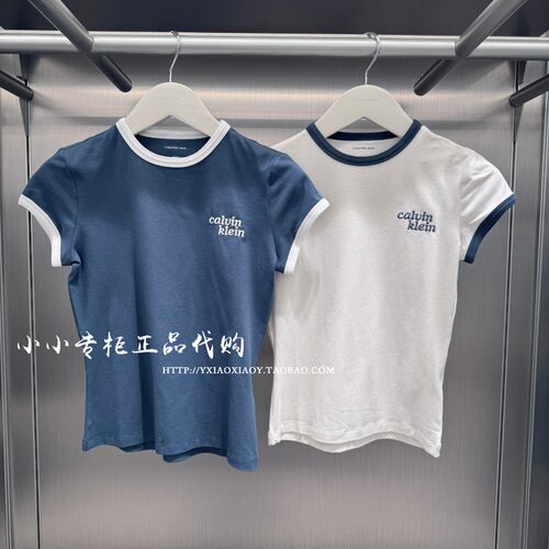 CKJeans刺绣撞色短袖T恤