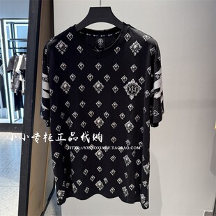 轻奢潮牌TCH专柜正品 2025夏款男女烫钻满印短袖T恤 T75B106018