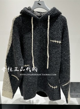 INXX专柜正品 2024冬款TOFOURTH时尚拼接连帽针织衫 TFE4060175