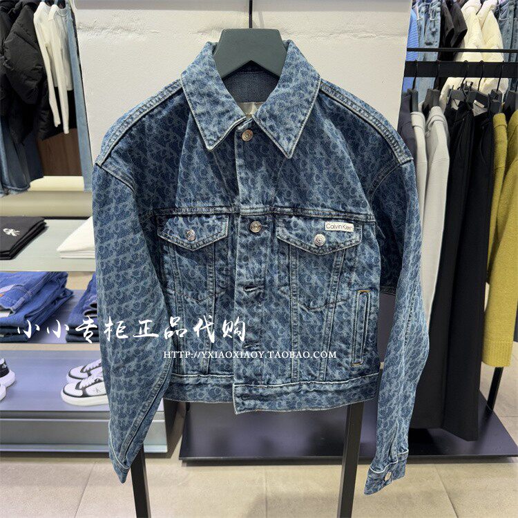 CK Jeans专柜正品 2025春新款女士字母经典布标牛仔外套 47B010G
