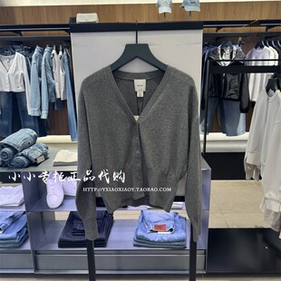 CK Jeans专柜正品 2025秋冬新款女士休闲V领短款针织开衫44D317G