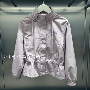 CK Jeans专柜正品 2026秋季新款女士复古束腰连帽夹克外套47H573G