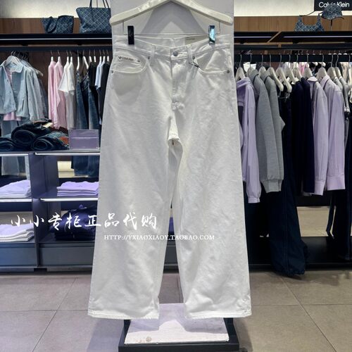 CKJeans垂顺低腰阔腿牛仔裤