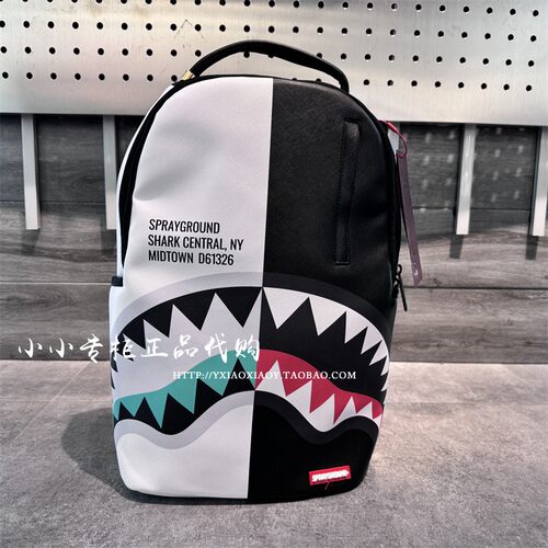 SPRAYGROUND黑白拼色双肩背包