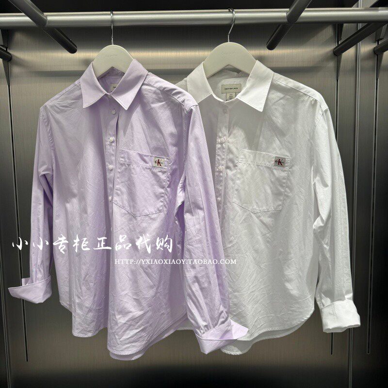 CK Jeans专柜正品 2026春夏款女士经典布标纯棉长袖衬衫 47F147G