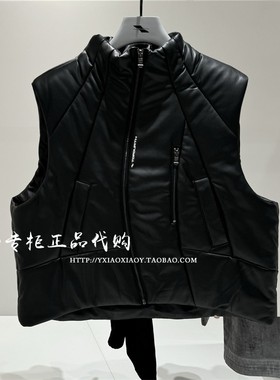 INXX专柜正品 2024冬款TOFOURTH拼接立领皮质加棉马甲 TFE4180256