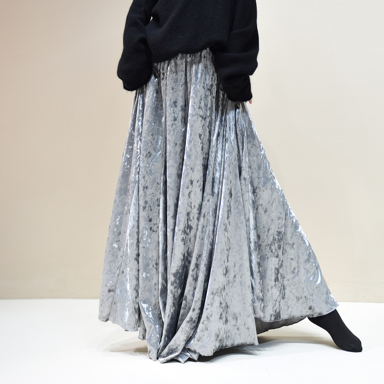 2610 长款金丝绒半身裙女2026新款春秋冬季A字大摆裙拖地裙长裙