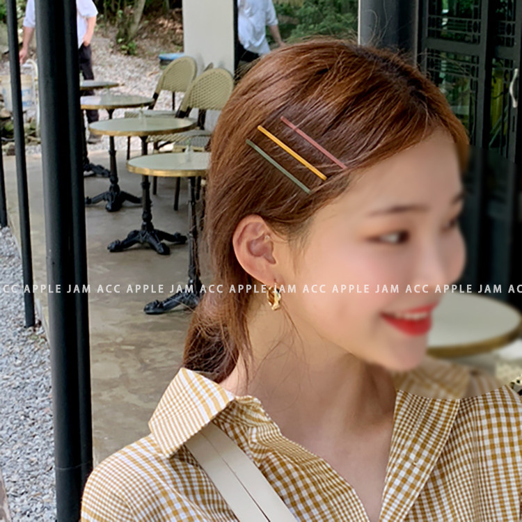 韩国进口 甜美 马卡龙 一字夹 短款 边夹 五个一组