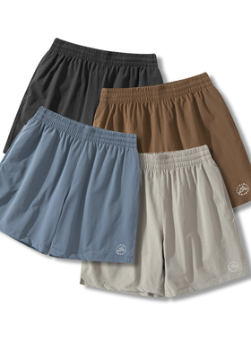 Sinrcrew户外四面弹力尼龙软壳越野跑运动四分短裤冲浪拉链沙滩裤