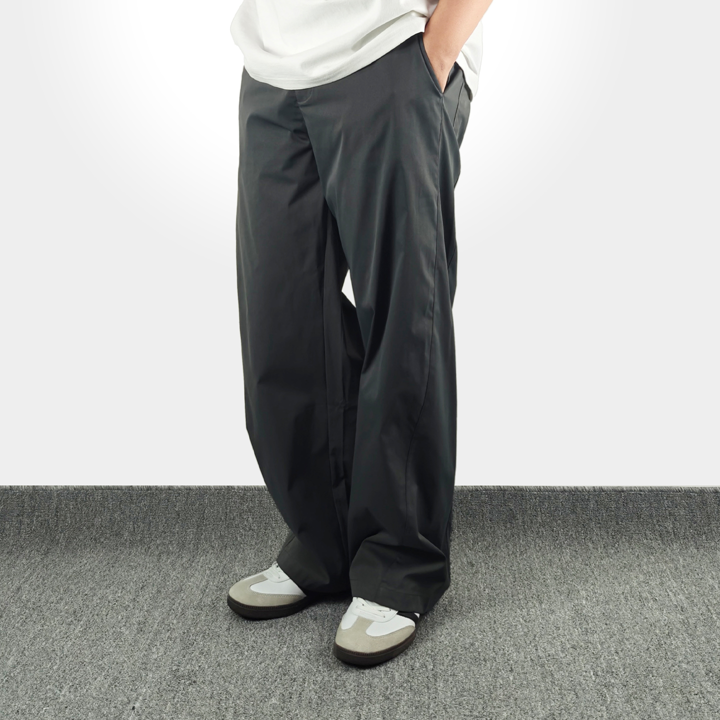 Sinrcrew25秋季弧线立体廓形西裤裁剪百搭休闲长裤子宽松弯刀裤