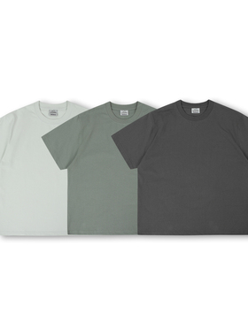 Sinrcrew入秋加厚270克全棉宽松百搭复古灰色系纯色圆领短袖T恤