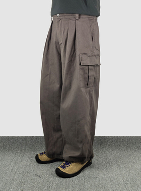 Sinrcrew冬季加厚日系复古赛洛纺碳磨斜纹通勤大口袋阔腿工装裤