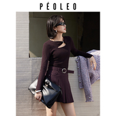 修身 飘蕾轻熟镂空性感异形领针织衫 长袖 新款 打底上衣女 2026年春季