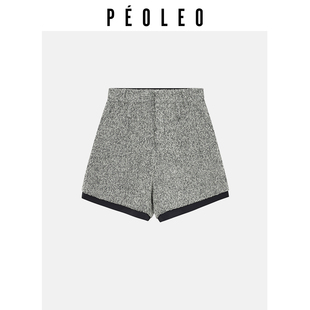 冬季 飘蕾深灰色绵羊毛短裤 直筒职场通勤休闲显瘦阔腿 清仓直降