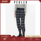 清仓直降 飘蕾复古格子裤 冬季 显瘦萝卜裤 通勤简约设计长裤