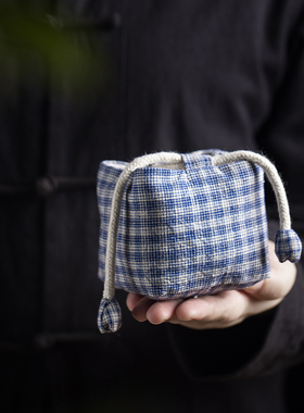 日式 复古手织老布 加厚主人杯收纳袋茶壶快客杯布袋便携旅行布包