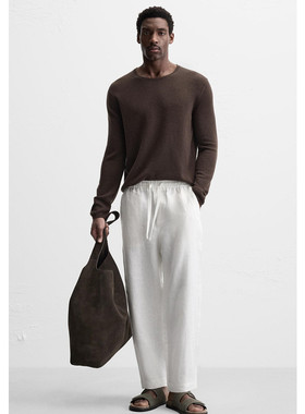 Z 春夏新款 男装 休闲直筒宽松版型松紧腰亚麻长裤 5070112 250