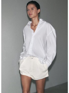 Z 夏季新品 女装 休闲风宽松中长款衬衫长袖府绸衬衣 2614369 250