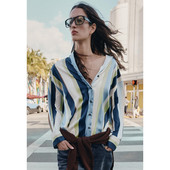 2240113 300 休闲宽松翻领长袖 彩色条纹衬衫 春夏2026新款 女装