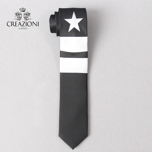 窄版 CREAZIONI 礼盒装 宽条搭配五星设计商务男士 领带 UOMO立体时尚