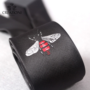 礼盒装 商务男士 领带 UOMO黑色斜纹搭配飞翔大蜜蜂时尚 CREAZIONI