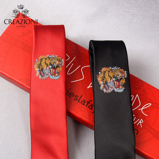 正装 CREAZIONI 礼盒装 商务男士 领带 UOMO正面虎头背面蜜蜂设计时尚