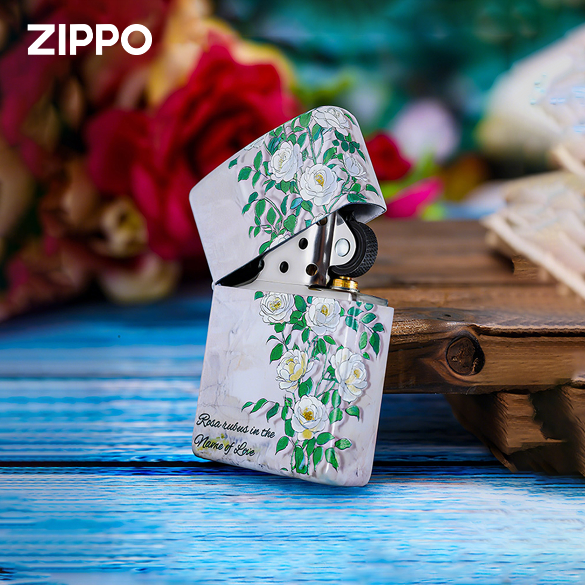 Zippo打火机爱在荼蘼花夜光彩印正品煤油防风打火机收藏节日送礼