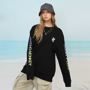 SSUR*PLUS联名PCMY字母渐变刷漆长袖圆领休闲男女情侣装卫衣潮牌