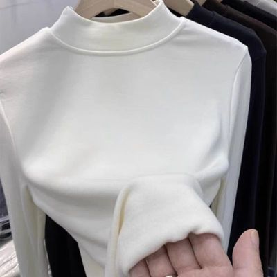 半高领打底衫女2025新款秋冬季德绒内搭中领小个子长袖T恤上衣服