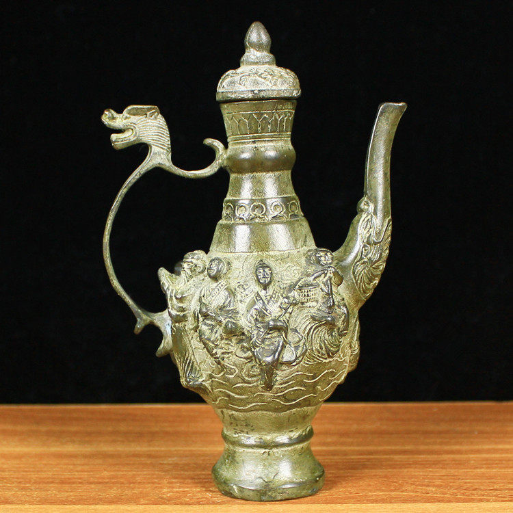 纯铜八仙壶摆件青铜酒壶八仙过海家居工艺品铜器摆设大清礼品古玩