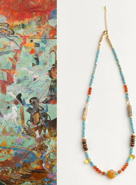 草间弥生~原创手作国风天然虎眼石串珠项链复古新中式锁骨链项饰