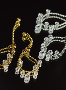 JZ066 鲸雨饰品 Bling钻水滴闪亮碎冰冰硅胶调节戒指 钛钢镀18K金