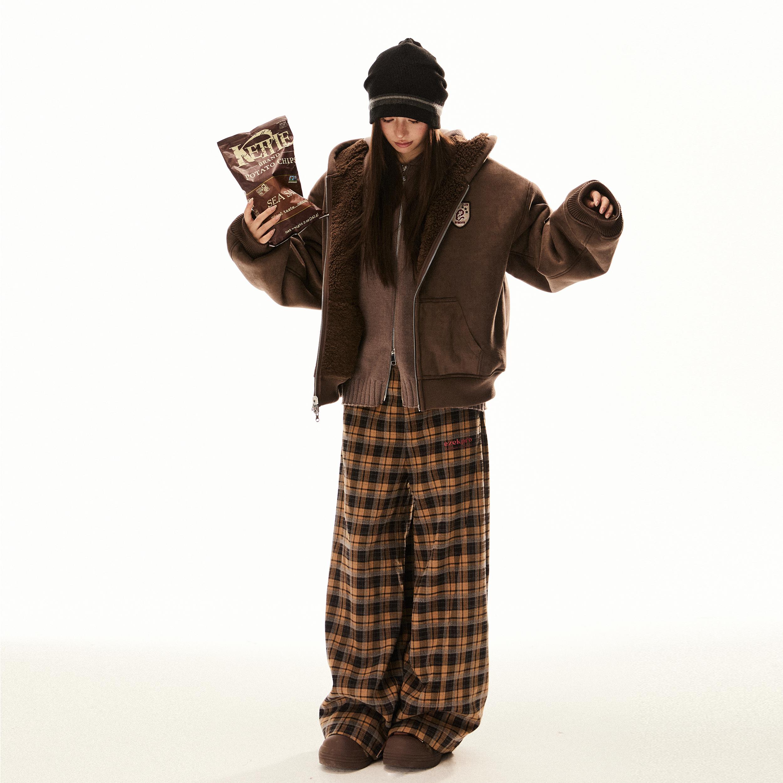 新款穿潮美式冬季女保暖毛两面冬季EZEK外套巴恩风加厚麂皮绒羊羔