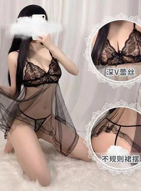 性感睡衣女夏季冰丝薄款情qu少女吊带裙床上成人情侣趣味内衣