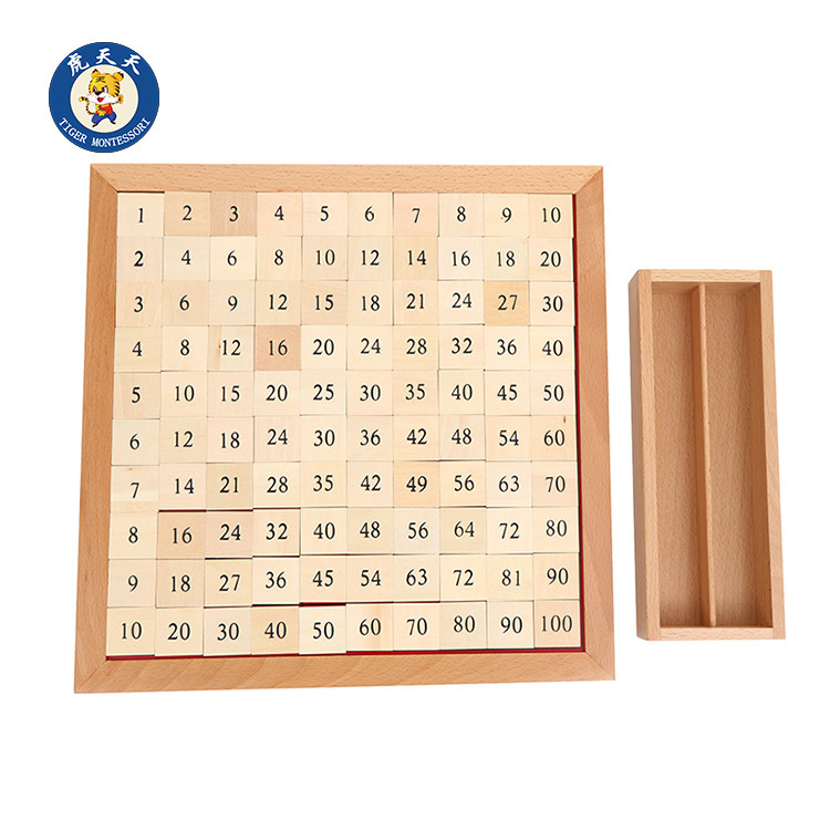 虎天天蒙氏数学教具 6-12岁小学教具毕达哥拉斯板 木制玩具乘法板