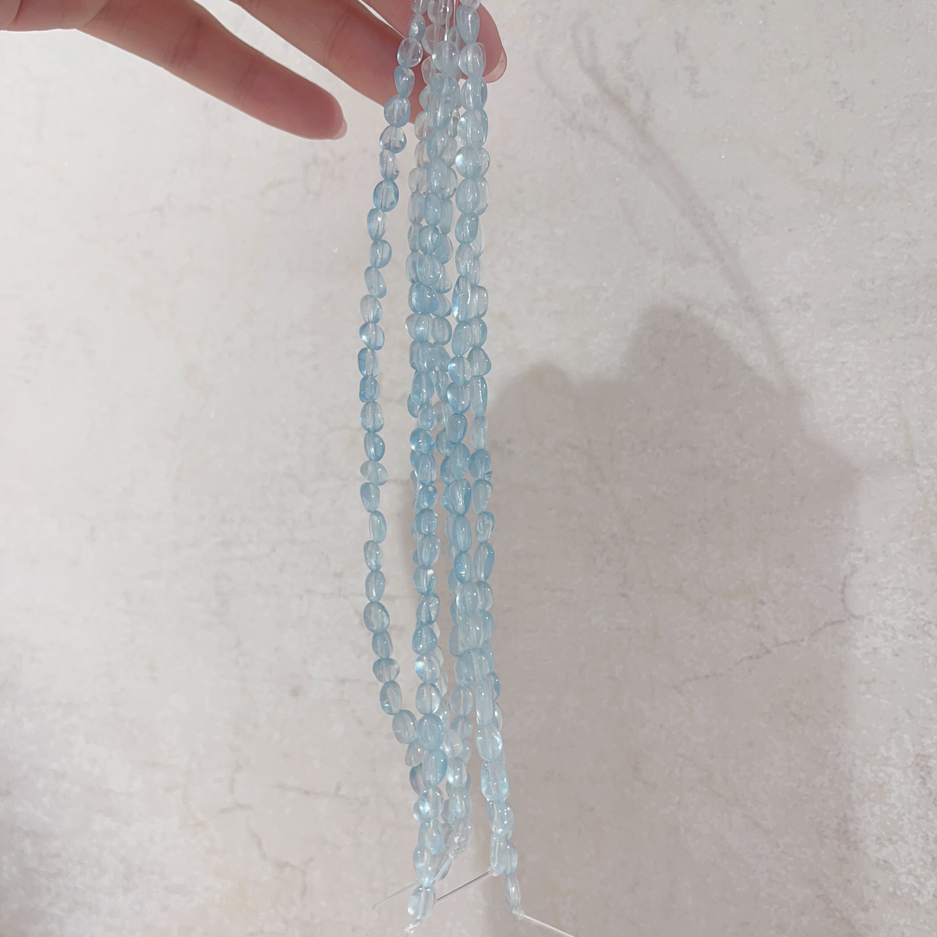 天然海蓝宝糖豆散珠子半成品diy手工配件扁珠4.5mm6mm蓝色天然石