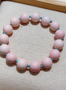 天然粉色女王贝绿松石手串原创女法式小众ins风叠戴10mm夏季度假