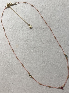 天然碧玺水滴锁骨链法式小众