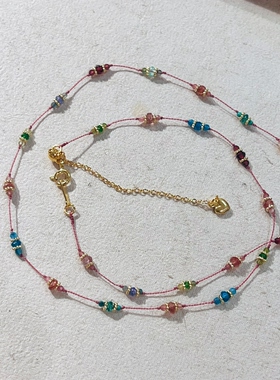 天然多宝法式满天星彩虹锁骨链