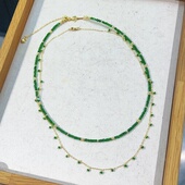 天然透辉石刻面算盘珠项链满天星原创设计女款 锁骨链法式 14k包金