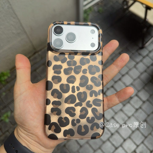 防指纹 豹纹iPhone18 pro max手机壳女款适用苹果18新款保护套17promax棕色豹纹潮流