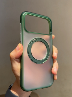 绿色 旋转支架适用苹果18手机壳新款iPhone17 pro max保护套金属磁吸软边硅胶防摔