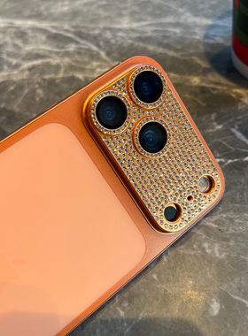 闪钻镜头贴 iPhone17promax镜头膜适用苹果17pro保护镜头橙色