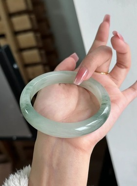 金丝玉雪翠扁条手镯玉石新疆雪域复古天山翠手镯翡翠色玉镯