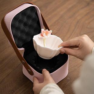 单个喝茶杯子个人专用主人杯茶盏杯 捏花花瓣杯女生粉色品茗杯中式